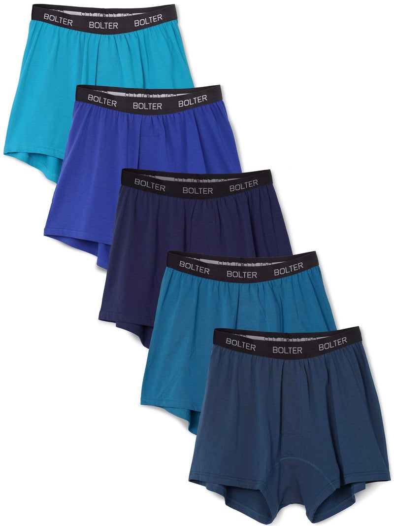Bolter Menâ€™s 5-Pack Cotton Stretch Boxers Shorts (XX-Large, Blues) - Image 1